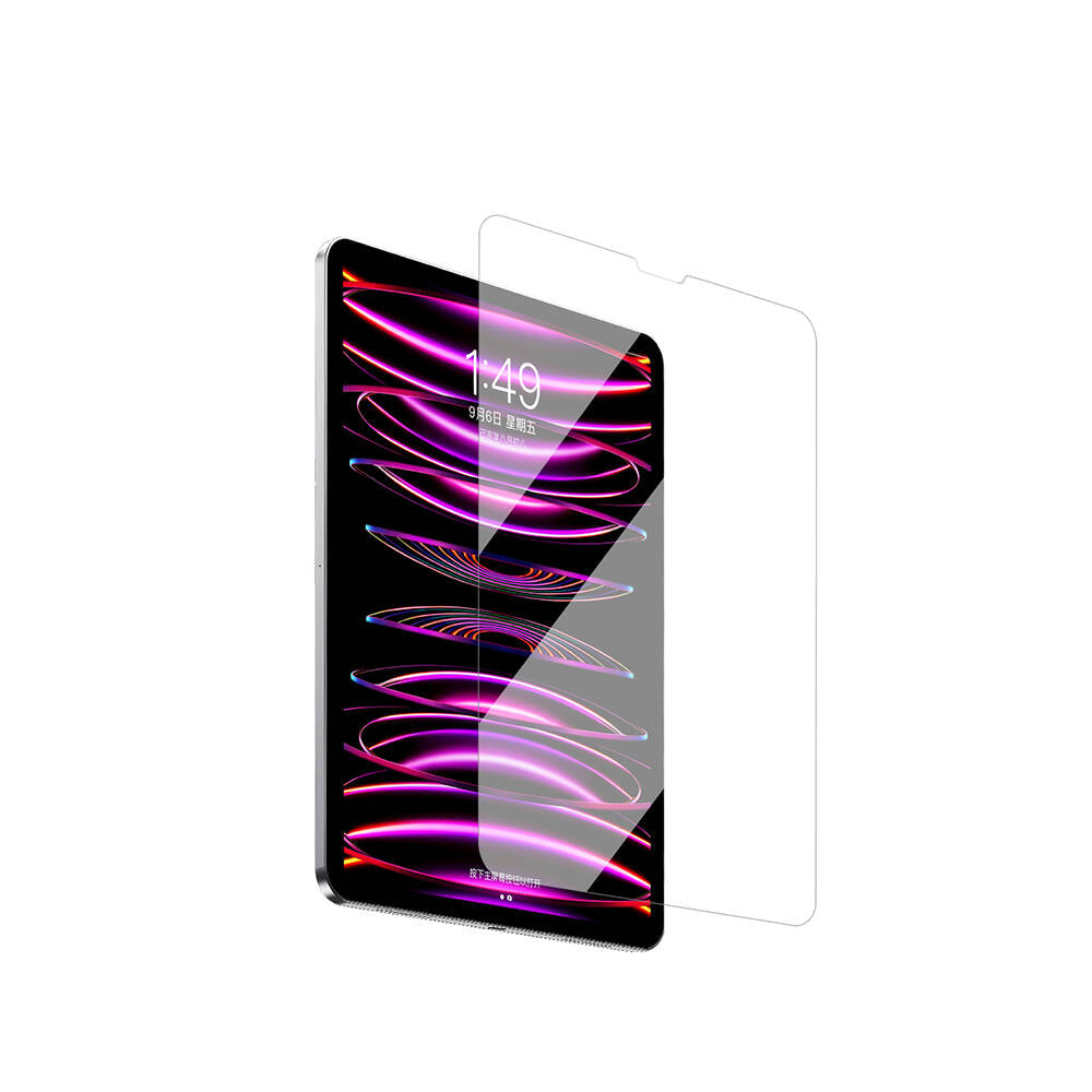 iPad Pro 12.9 2022 M2 Wiwu Wi-GQ002 iVista 5 Katmanlı Temperli Cam Ekran Koruyucu + Kolay Uygulama Aparatı Renksiz