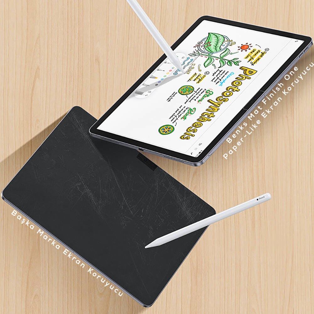 iPad Pro 13 2024 Kağıt Hisli Benks Mat Paper-Like Ekran Koruyucu Şeffaf