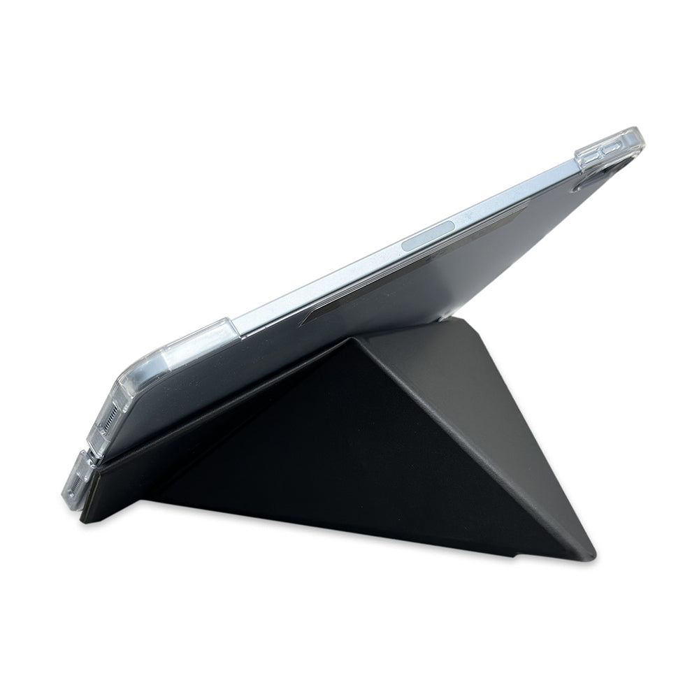 iPad Pro 13 2024 Raptic Clear Folio Airbagli Şeffaf Kılıflı Katlanabilir Standlı Kılıf Siyah