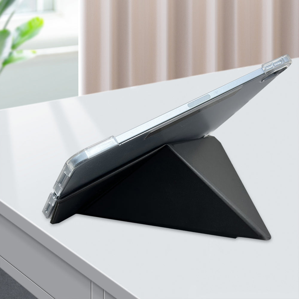 iPad Pro 13 2024 Raptic Clear Folio Airbagli Şeffaf Kılıflı Katlanabilir Standlı Kılıf Siyah