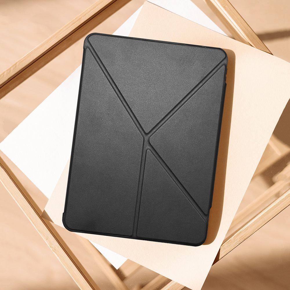 iPad Pro 13 2024 Raptic Clear Folio Airbagli Şeffaf Kılıflı Katlanabilir Standlı Kılıf Siyah