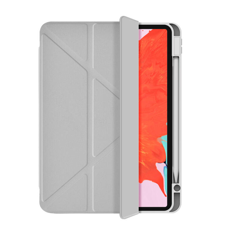 iPad Pro 13 2024 Wiwu 360° Dönebilen Standlı Magnetik Koruyucu Tablet Kılıfı Gri