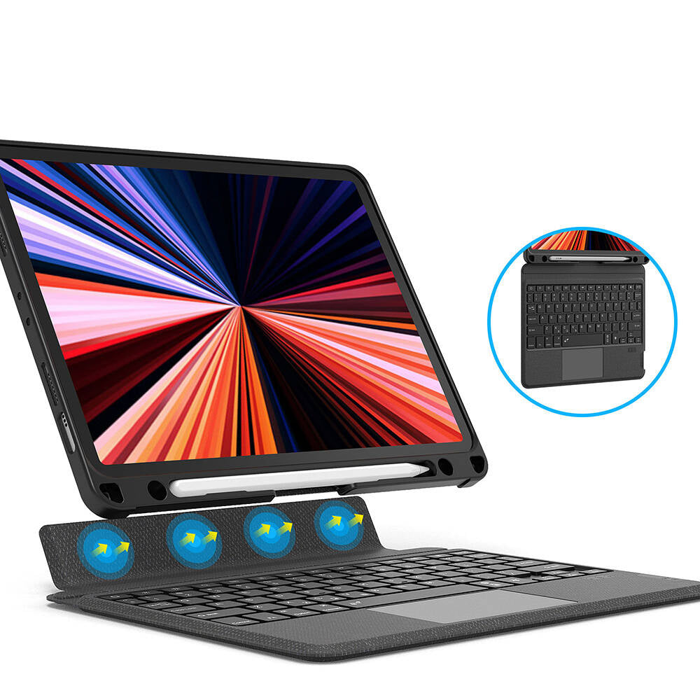 iPad Pro 13 2024 Wiwu Mag Touch Klavyeli Standlı Kılıf Siyah