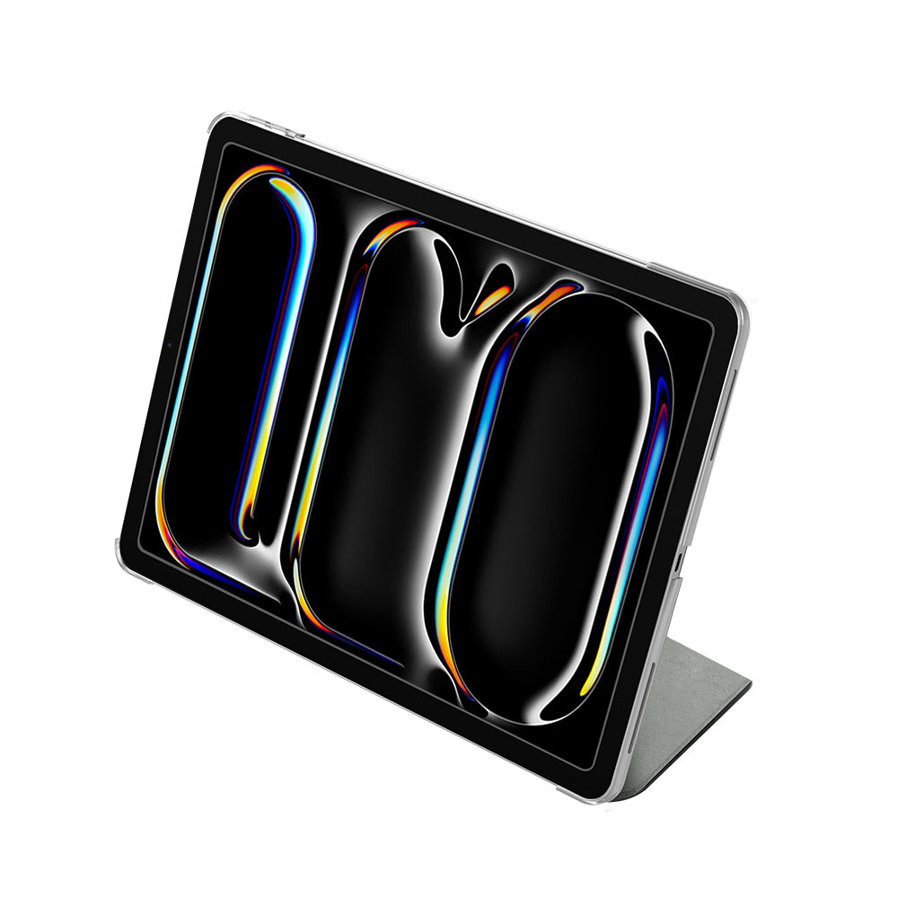 Apple iPad Pro 13 2025 M5 Raptic Clear Folio Airbagli Şeffaf Kapaklı Katlanabilir Standlı Kılıf Siyah