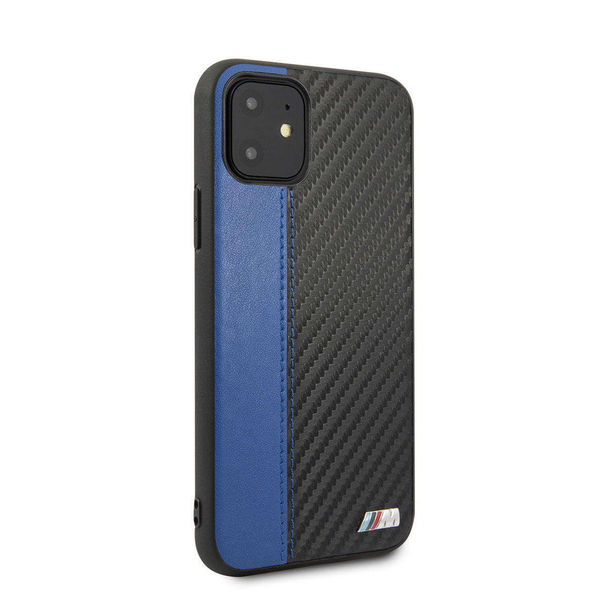 iPhone 11 Kılıf BMW Orjinal Lisanslı PU Deri Karbon Çizgili Dizayn Kılıf Mavi
