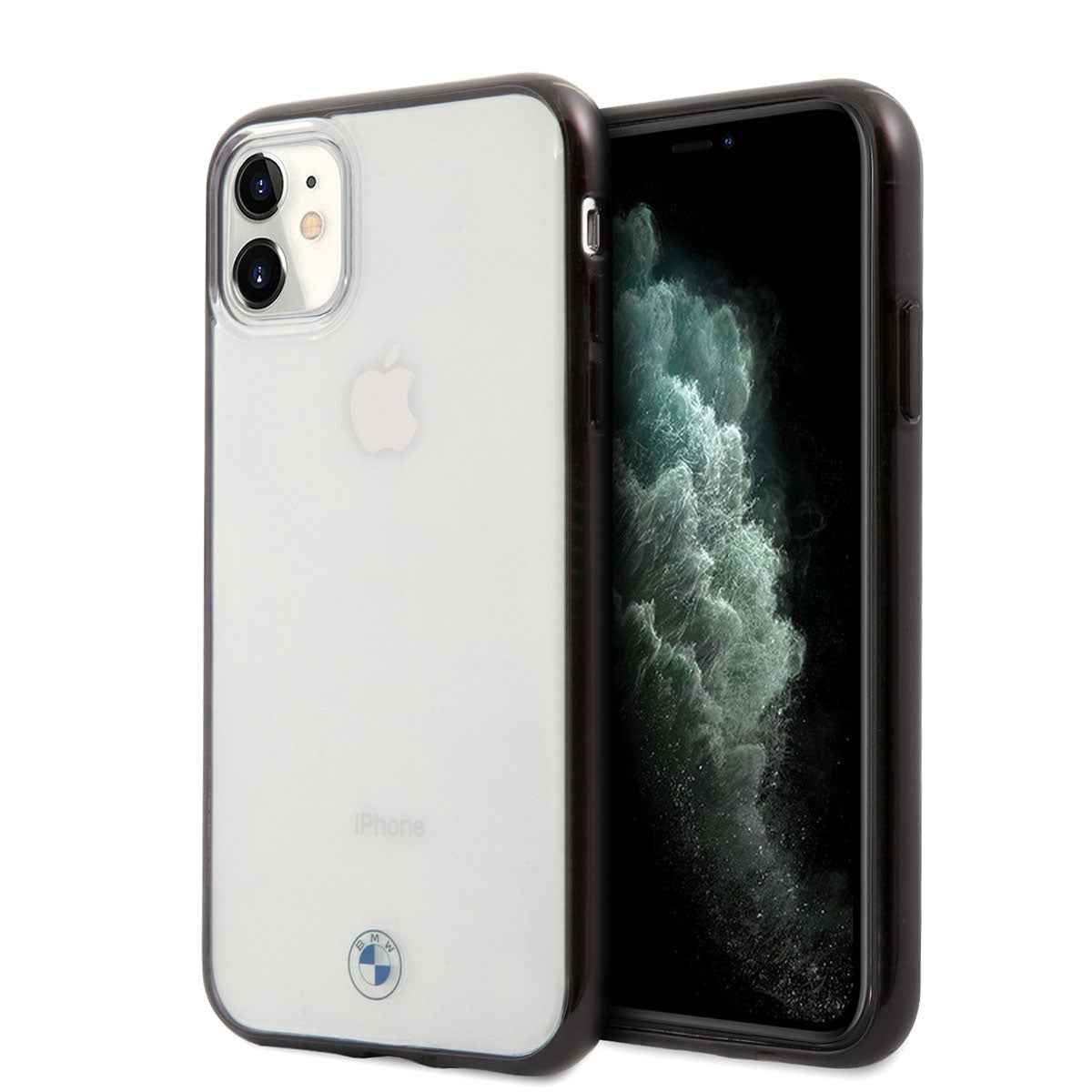 iPhone 11 Kılıf BMW Transparan Elektroplatin Kenar Kaplama Dizayn Kılıf Şeffaf-Siyah