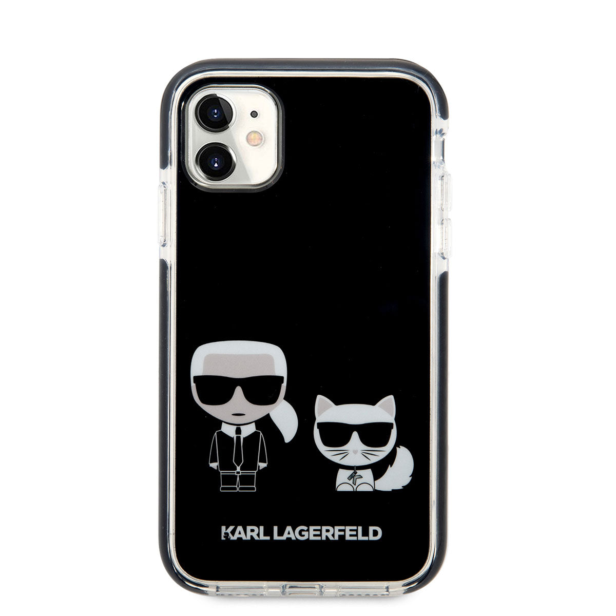 iPhone 11 Kılıf Karl Lagerfeld Kenarları Siyah Silikon K&C Dizayn Kılıf Siyah