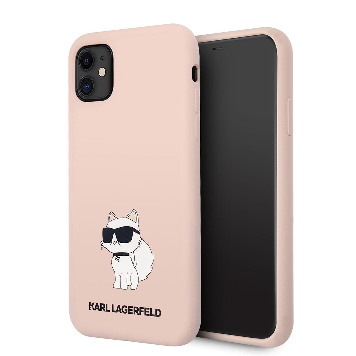 iPhone 11 Kılıf Karl Lagerfeld Silikon Choupette Dizayn Kılıf Pembe