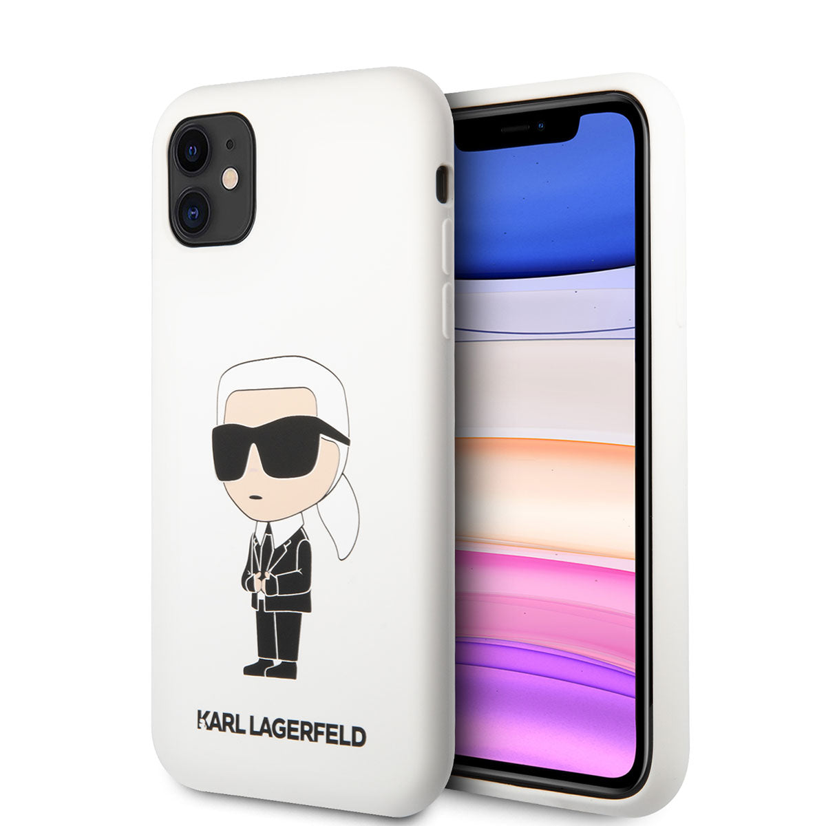 iPhone 11 Kılıf Karl Lagerfeld Silikon Karl Dizayn Kılıf Beyaz