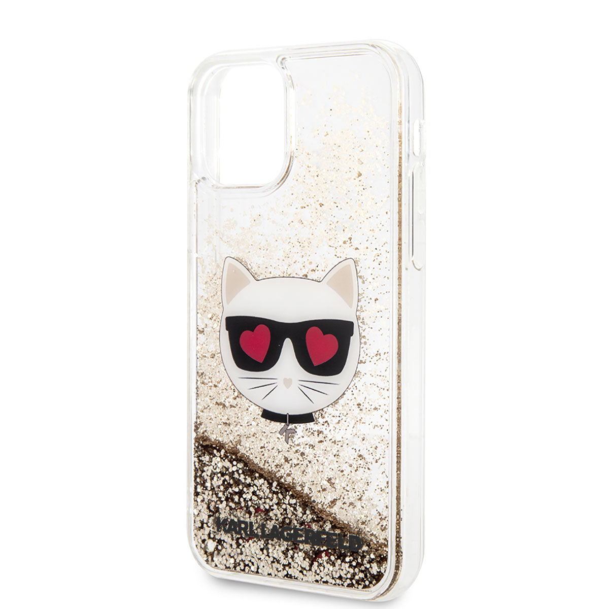 iPhone 11 Kılıf Karl Lagerfeld Sıvılı Simli Choupette Dizayn Kılıf Gold