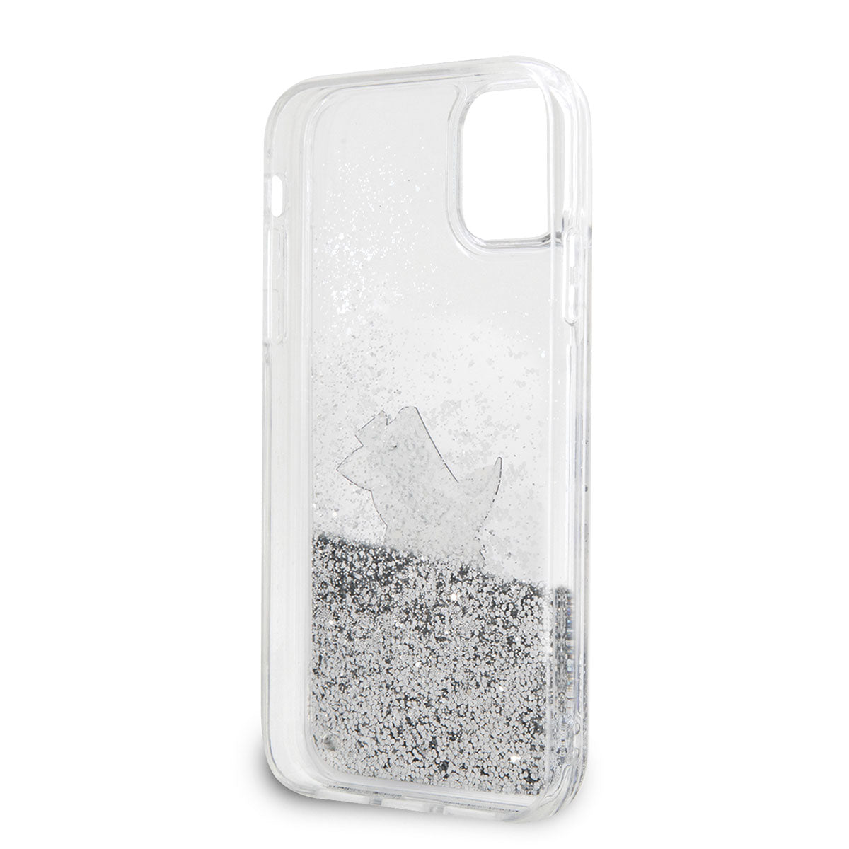 iPhone 11 Kılıf Karl Lagerfeld Sıvılı Simli Choupette Fun Dizayn Kılıf Gümüş