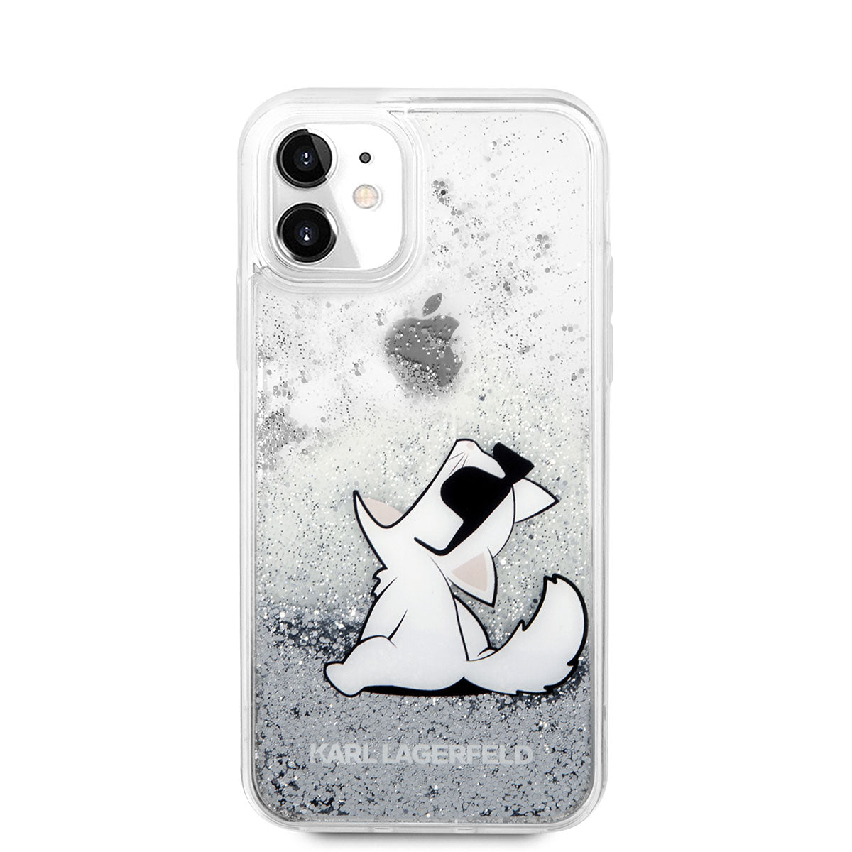 iPhone 11 Kılıf Karl Lagerfeld Sıvılı Simli Choupette Fun Dizayn Kılıf Gümüş