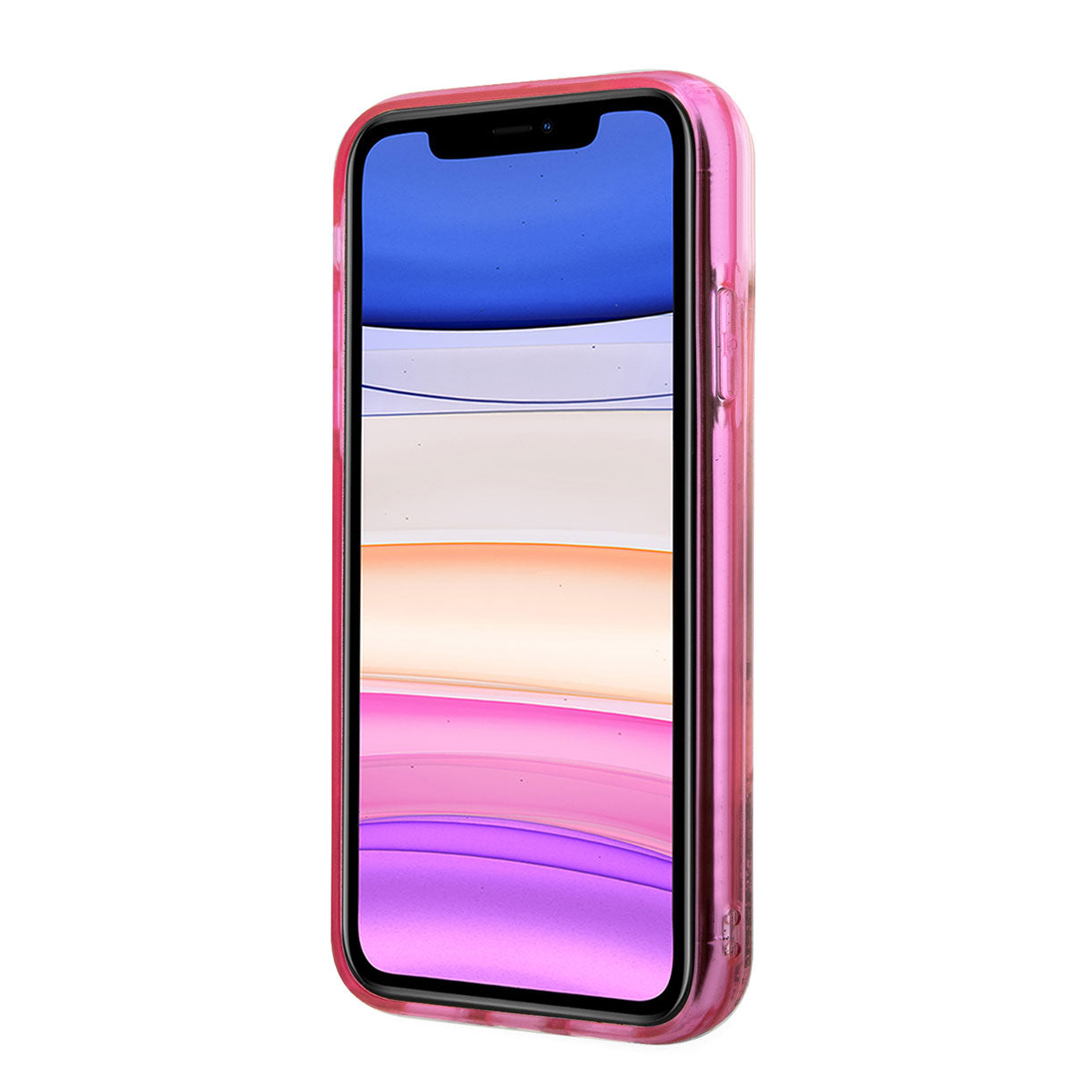 iPhone 11 Kılıf Karl Lagerfeld Sıvılı Simli Choupette Head Dizayn Kılıf Pembe