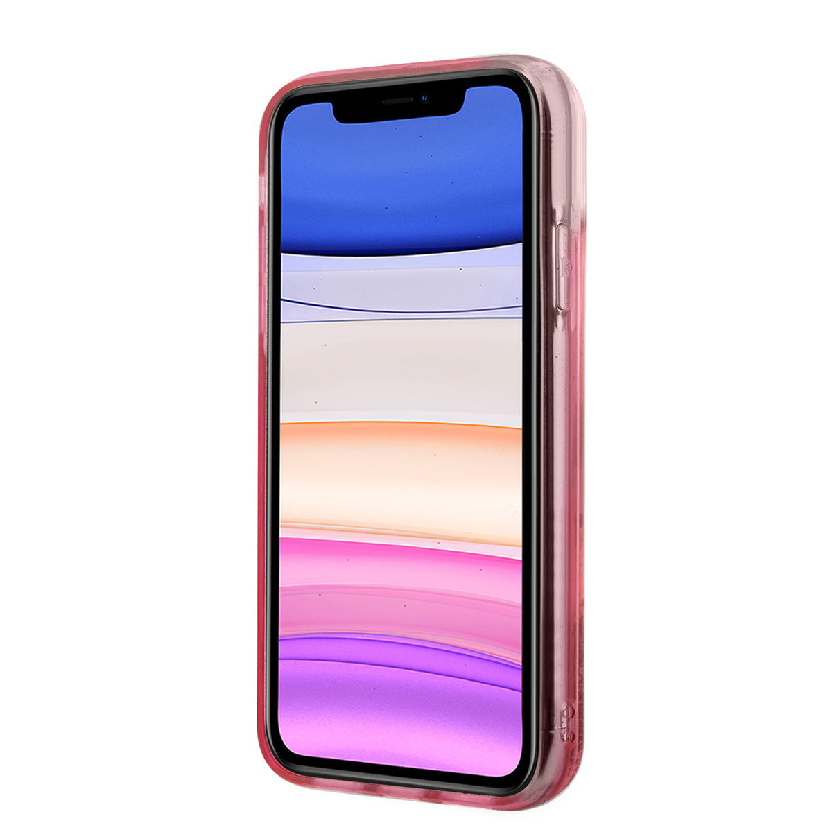 iPhone 11 Kılıf Karl Lagerfeld Sıvılı Simli Dizayn Kılıf Pembe