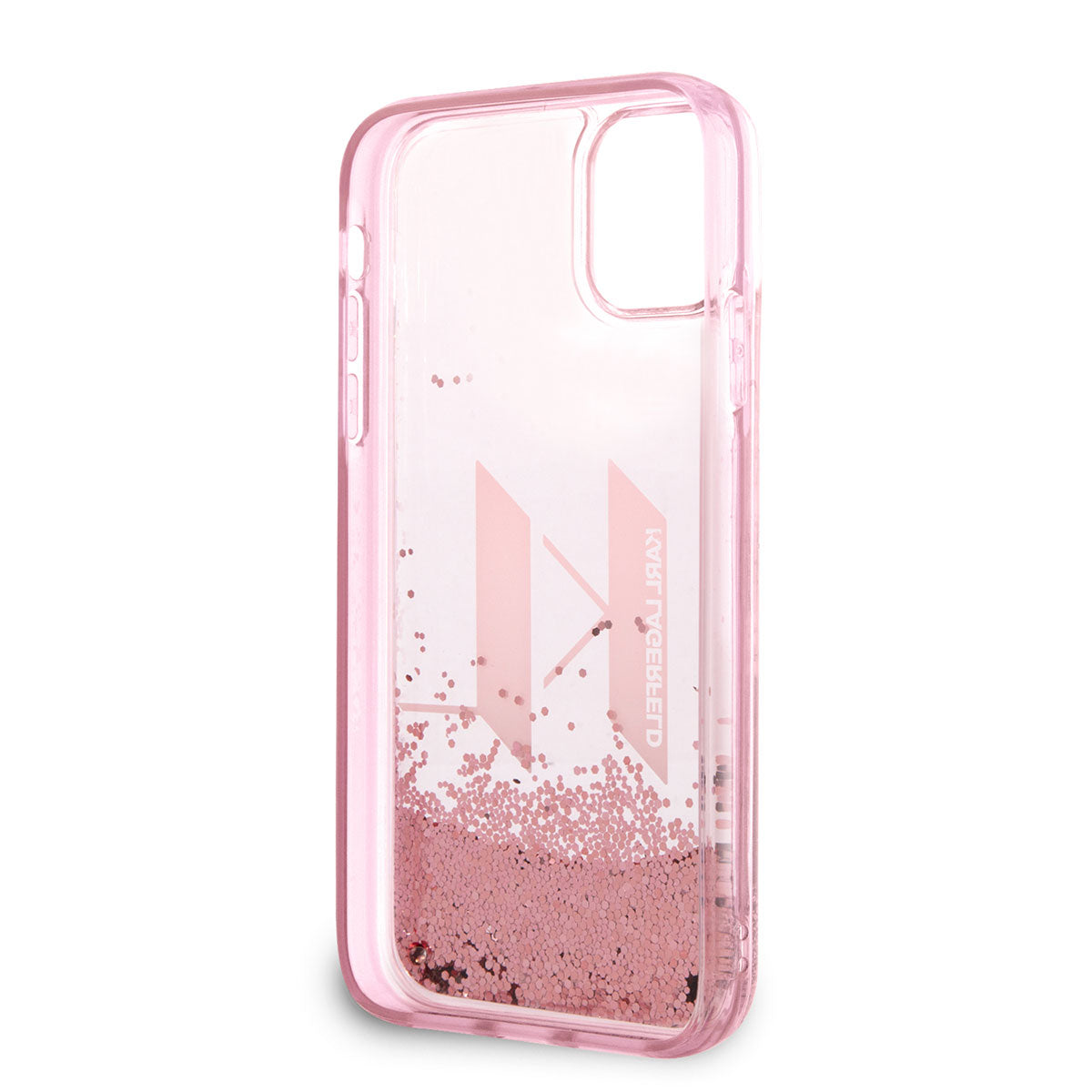 iPhone 11 Kılıf Karl Lagerfeld Sıvılı Simli Dizayn Kılıf Pembe