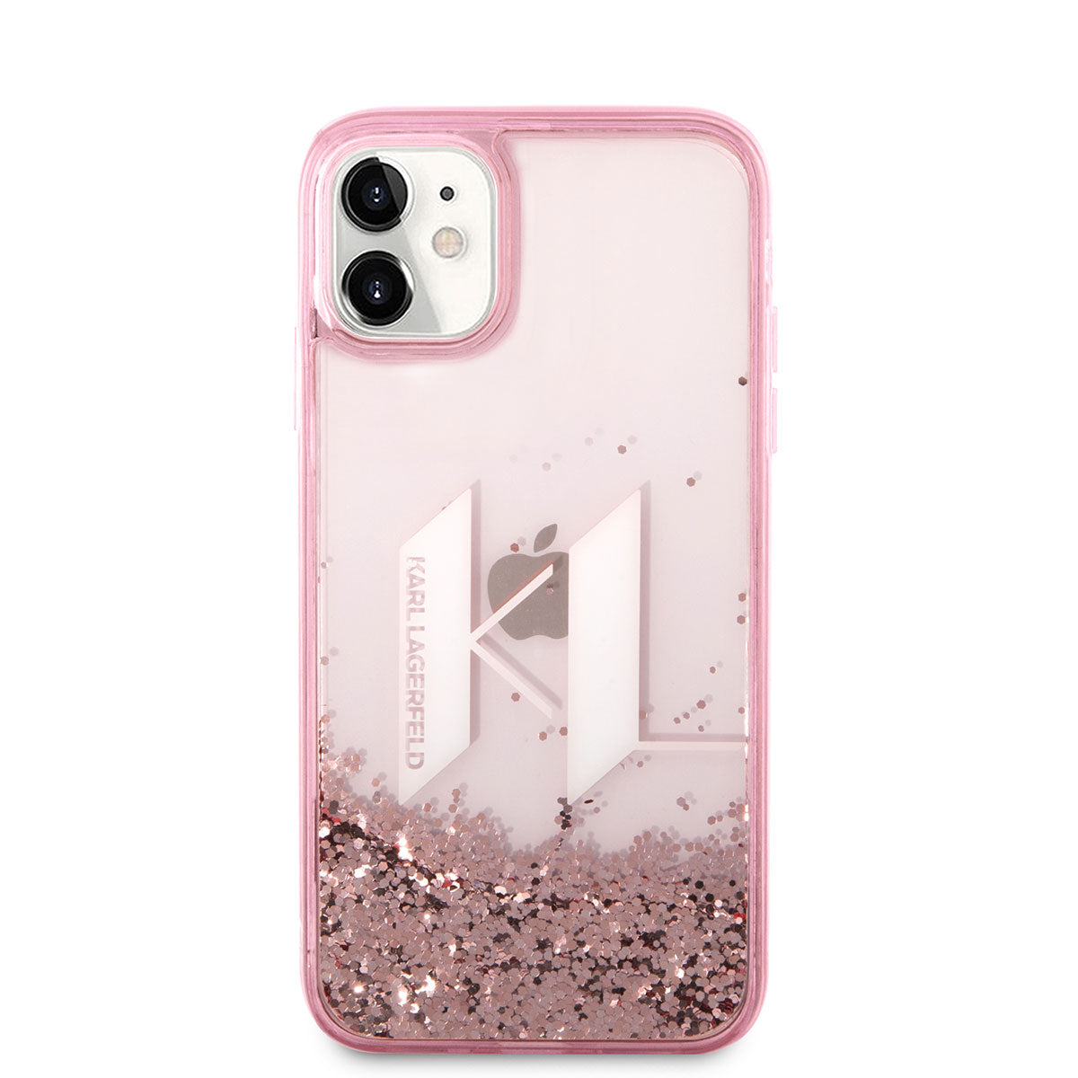 iPhone 11 Kılıf Karl Lagerfeld Sıvılı Simli Dizayn Kılıf Pembe