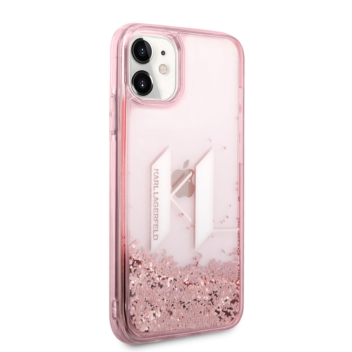 iPhone 11 Kılıf Karl Lagerfeld Sıvılı Simli Dizayn Kılıf Pembe
