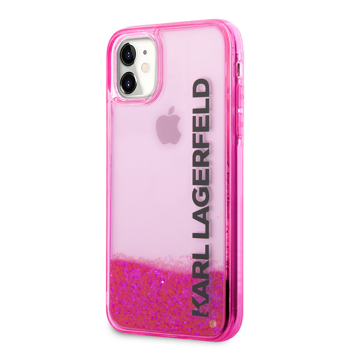 iPhone 11 Kılıf Karl Lagerfeld Sıvılı Simli Elong Dizayn Kılıf Pembe