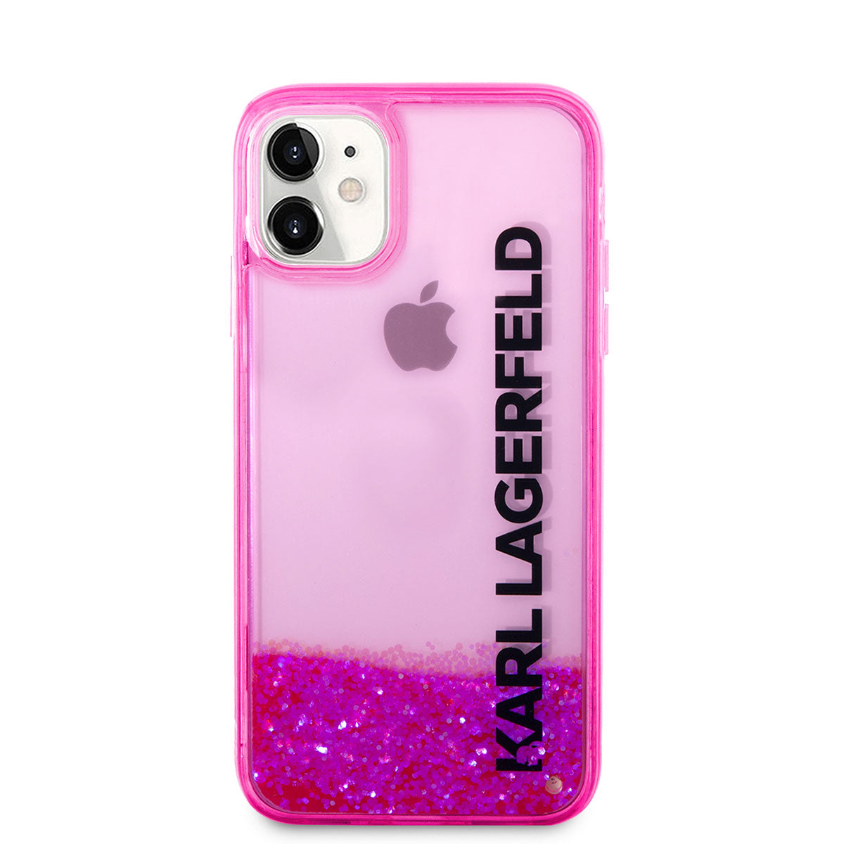 iPhone 11 Kılıf Karl Lagerfeld Sıvılı Simli Elong Dizayn Kılıf Pembe