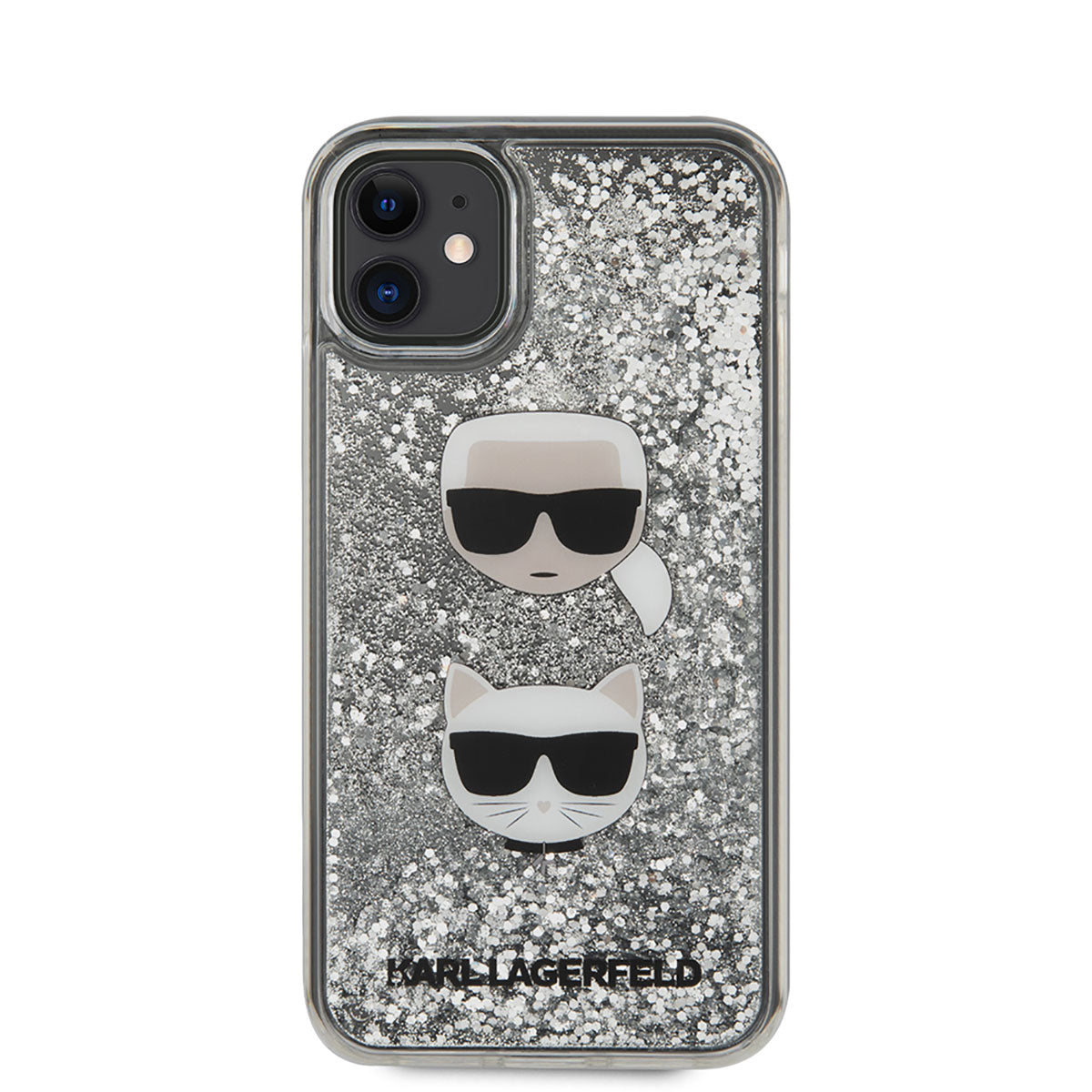 iPhone 11 Kılıf Karl Lagerfeld Sıvılı Simli K&C Dizayn Kılıf Gümüş