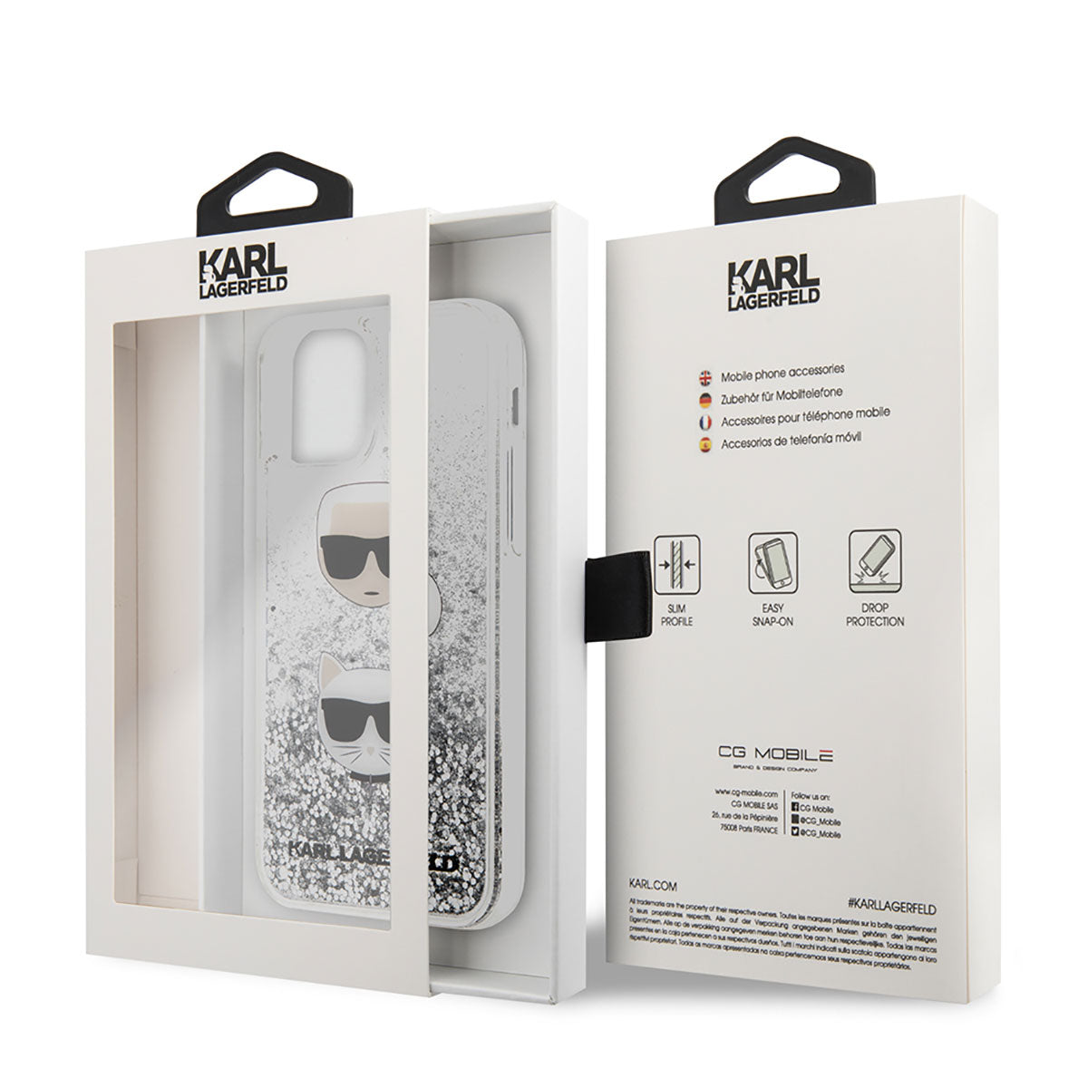 iPhone 11 Kılıf Karl Lagerfeld Sıvılı Simli K&C Dizayn Kılıf Gümüş
