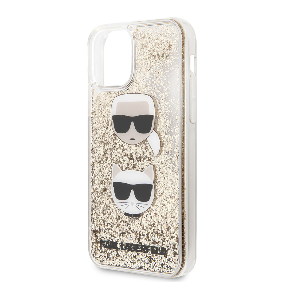 iPhone 11 Kılıf Karl Lagerfeld Sıvılı Simli K&C Head Dizayn Kılıf Gold