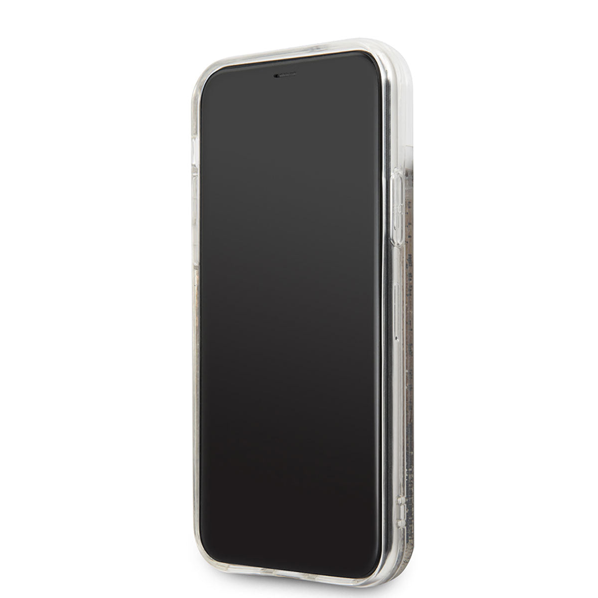 iPhone 11 Kılıf Karl Lagerfeld Sıvılı Simli Logo Dizayn Kılıf Siyah-Gold