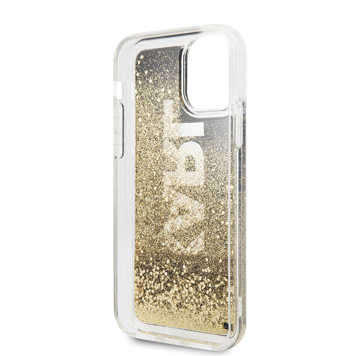 iPhone 11 Kılıf Karl Lagerfeld Sıvılı Simli Logo Dizayn Kılıf Siyah-Gold