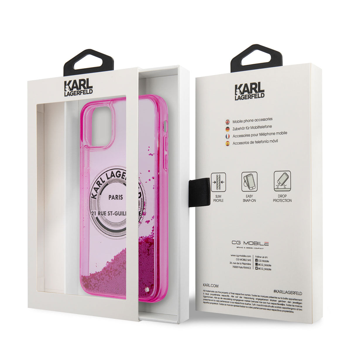 iPhone 11 Kılıf Karl Lagerfeld Sıvılı Simli RSG Dizayn Kılıf Pembe