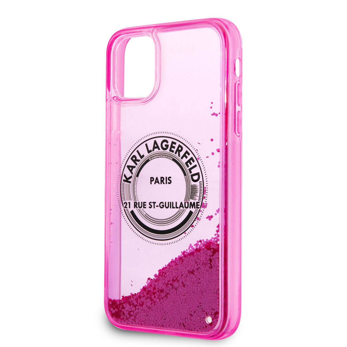 iPhone 11 Kılıf Karl Lagerfeld Sıvılı Simli RSG Dizayn Kılıf Pembe