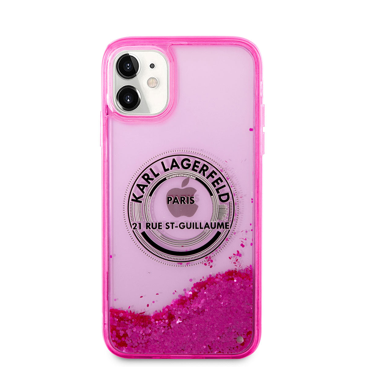 iPhone 11 Kılıf Karl Lagerfeld Sıvılı Simli RSG Dizayn Kılıf Pembe