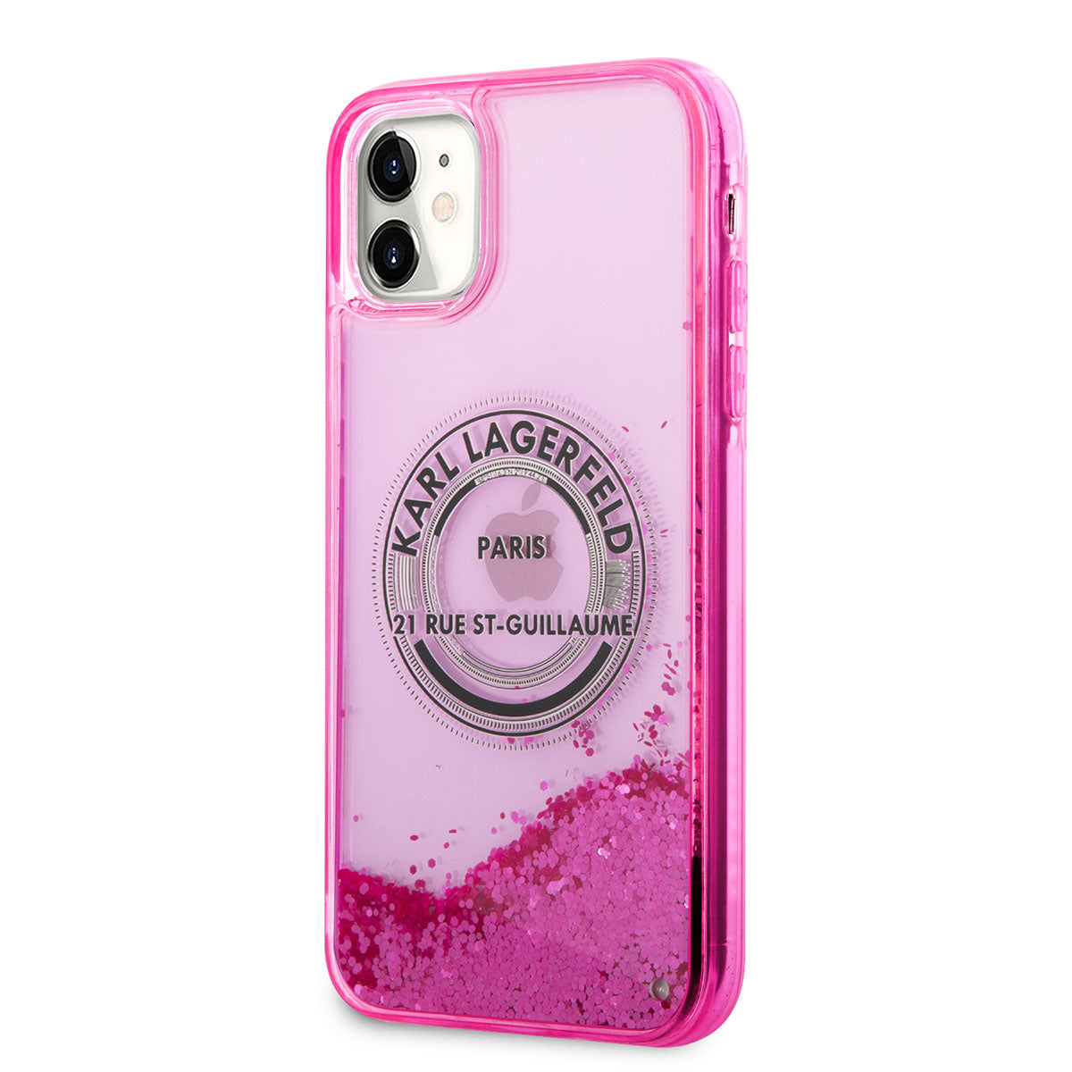 iPhone 11 Kılıf Karl Lagerfeld Sıvılı Simli RSG Dizayn Kılıf Pembe