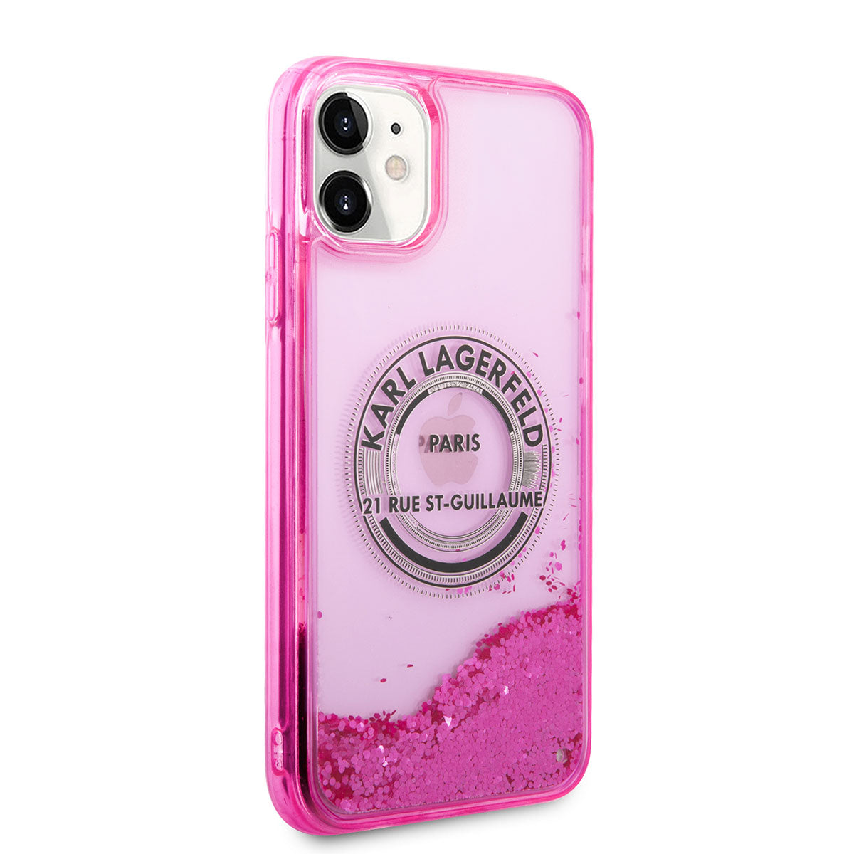 iPhone 11 Kılıf Karl Lagerfeld Sıvılı Simli RSG Dizayn Kılıf Pembe