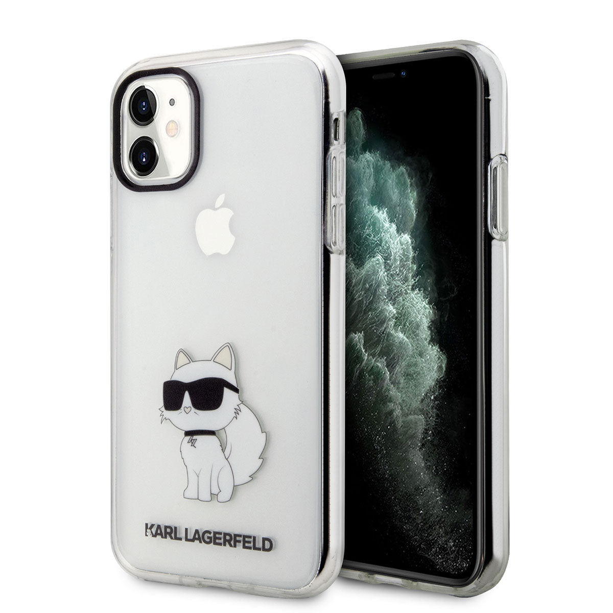 iPhone 11 Kılıf Karl Lagerfeld Transparan Choupette Dizayn Kılıf Renksiz