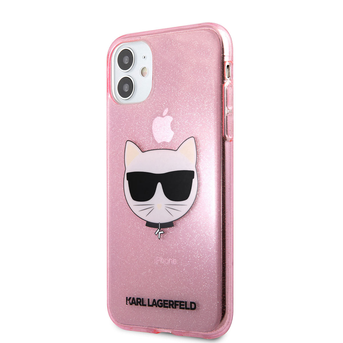 iPhone 11 Kılıf Karl Lagerfeld Transparan Choupette Head Dizayn Kılıf Pembe