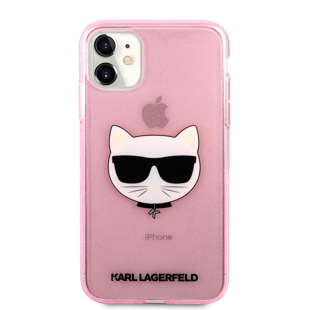 iPhone 11 Kılıf Karl Lagerfeld Transparan Choupette Head Dizayn Kılıf Pembe