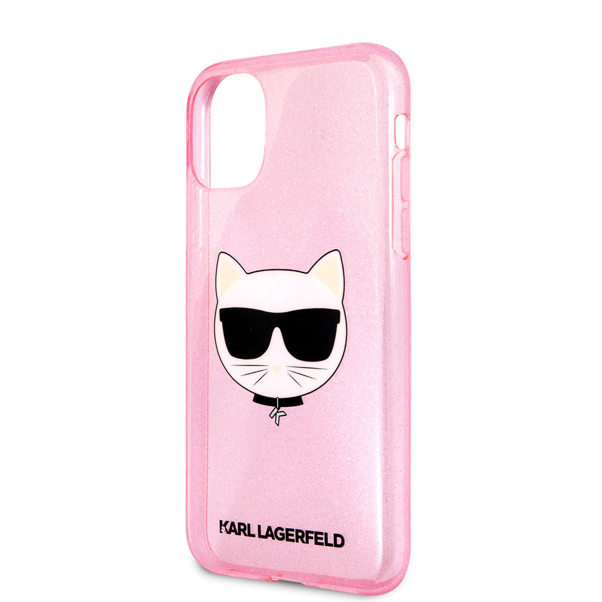 iPhone 11 Kılıf Karl Lagerfeld Transparan Choupette Head Dizayn Kılıf Pembe