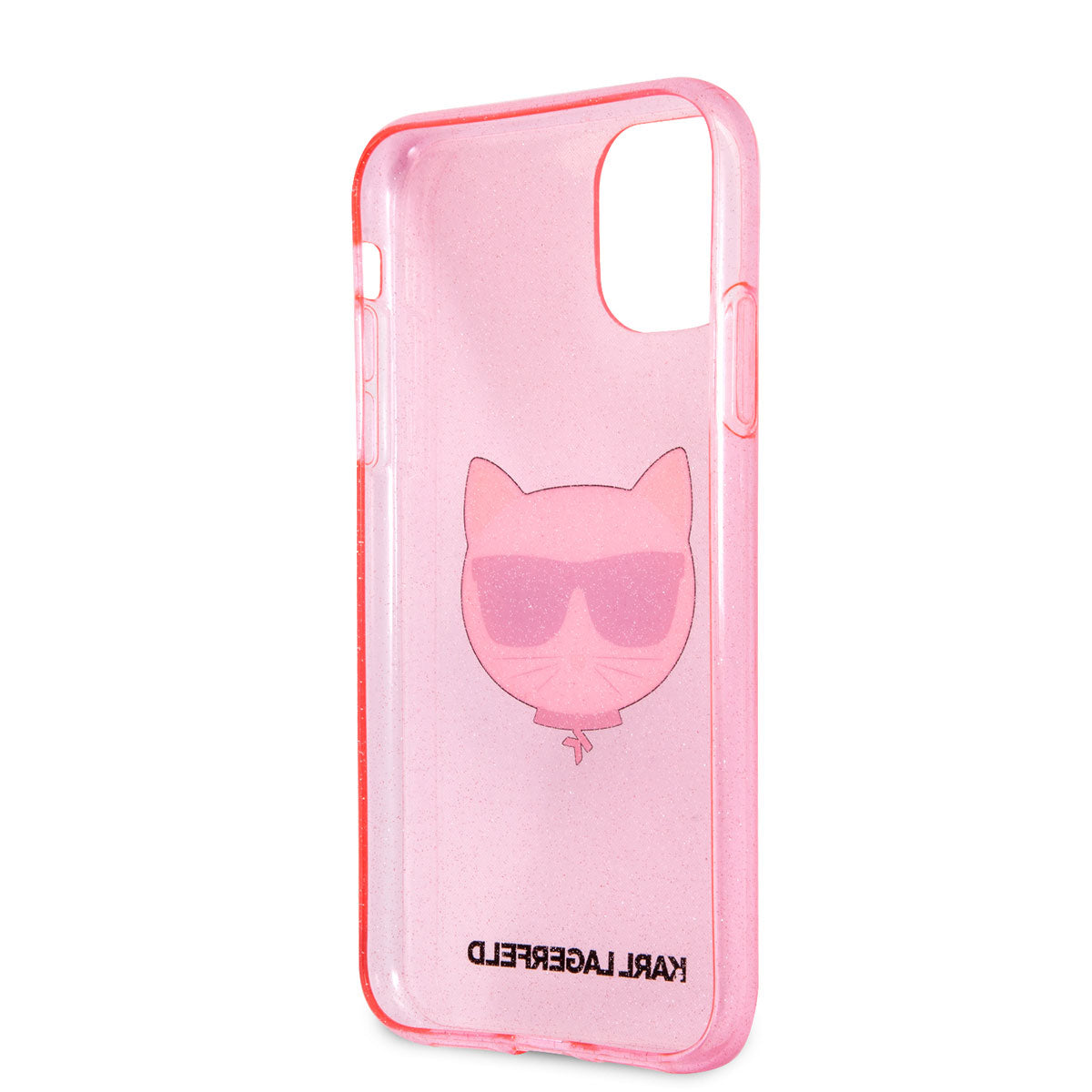 iPhone 11 Kılıf Karl Lagerfeld Transparan Choupette Head Dizayn Kılıf Pembe