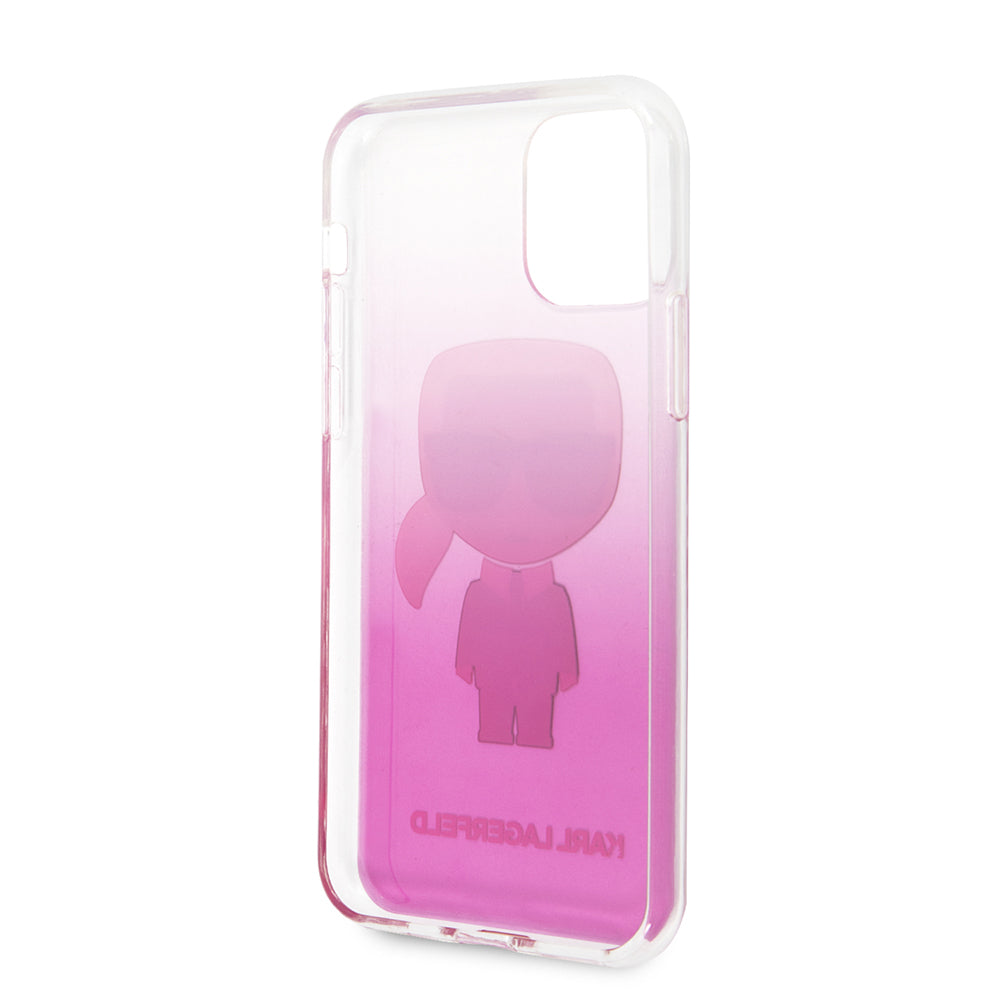 iPhone 11 Kılıf Karl Lagerfeld Yarı Transparan Karl Dizayn Kılıf Pembe