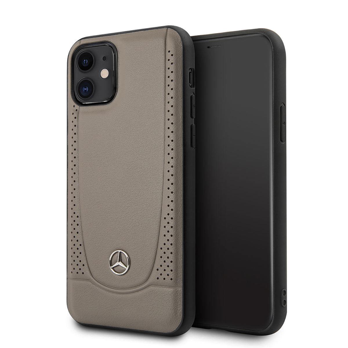 iPhone 11 Kılıf Mercedes Benz Urban Sert Deri Dizayn Kılıf Kahverengi