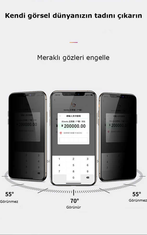 Apple iPhone 11 Pro Max Benks 0.3mm V Pro Privacy Ekran Koruyucu Siyah