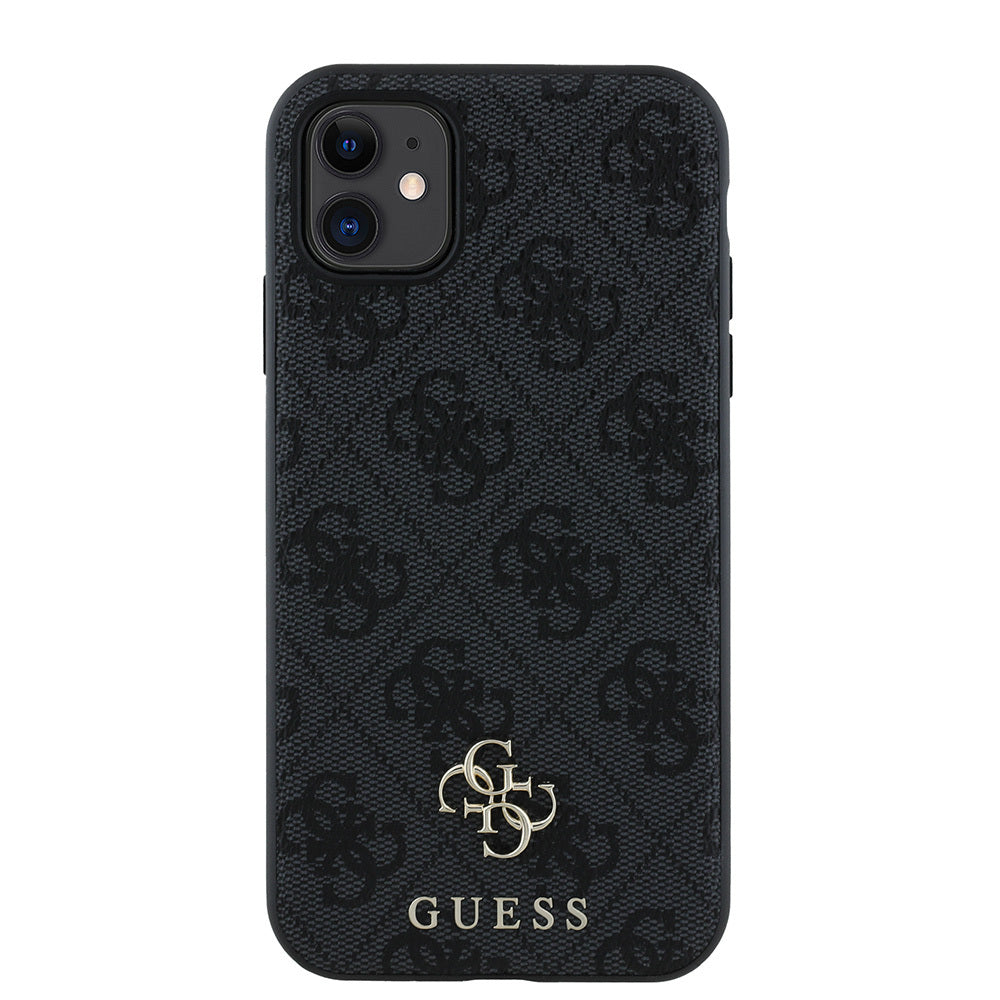 Apple iPhone 12 Kılıf Guess Orjinal Lisanslı Magsafe Şarj Özellikli Small 4G Classic Kapak Siyah