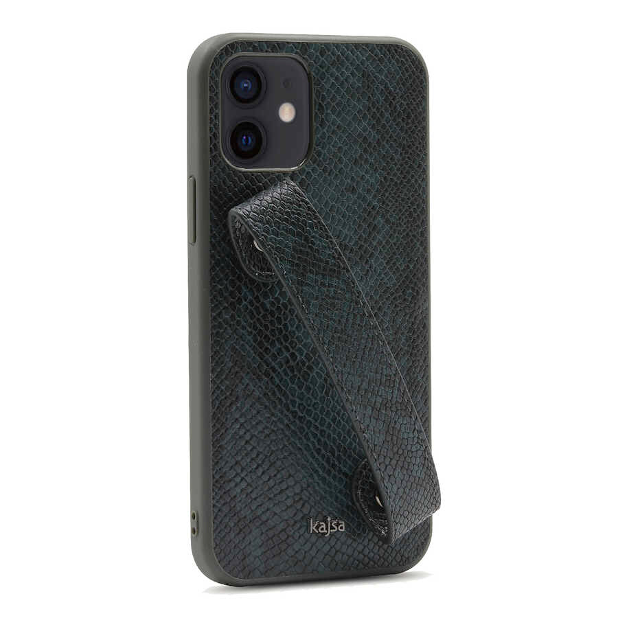 iPhone 12 Kılıf Kajsa Glamorous Serisi Snake Handstrap Kılıf Yeşil