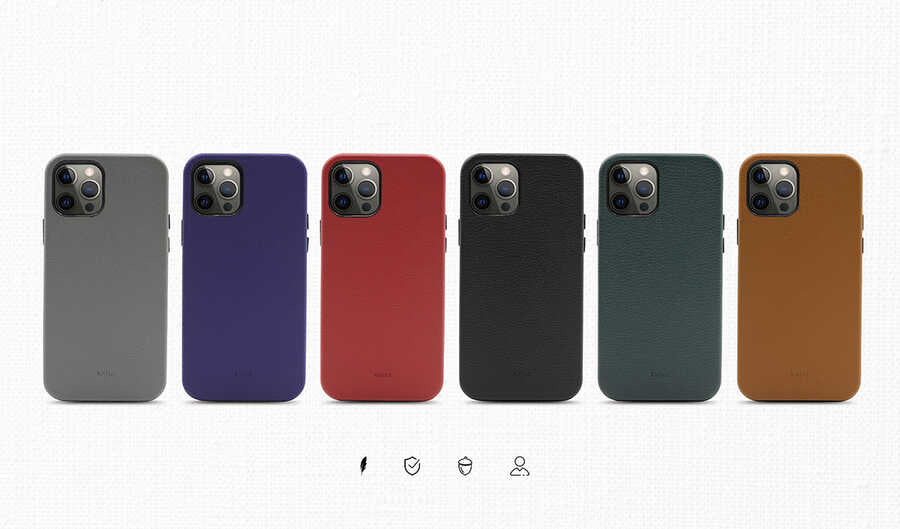 iPhone 12 Kılıf Kajsa Litchi Kılıf Yeşil