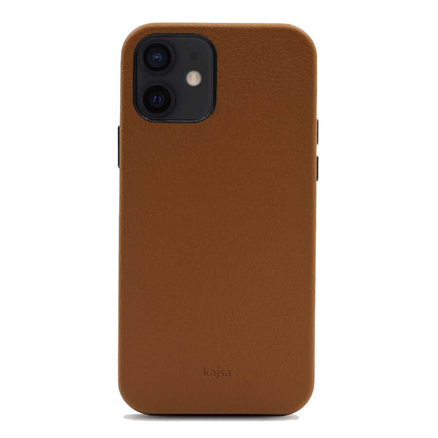 iPhone 12 Kılıf Kajsa Litchi Kılıf Kahverengi