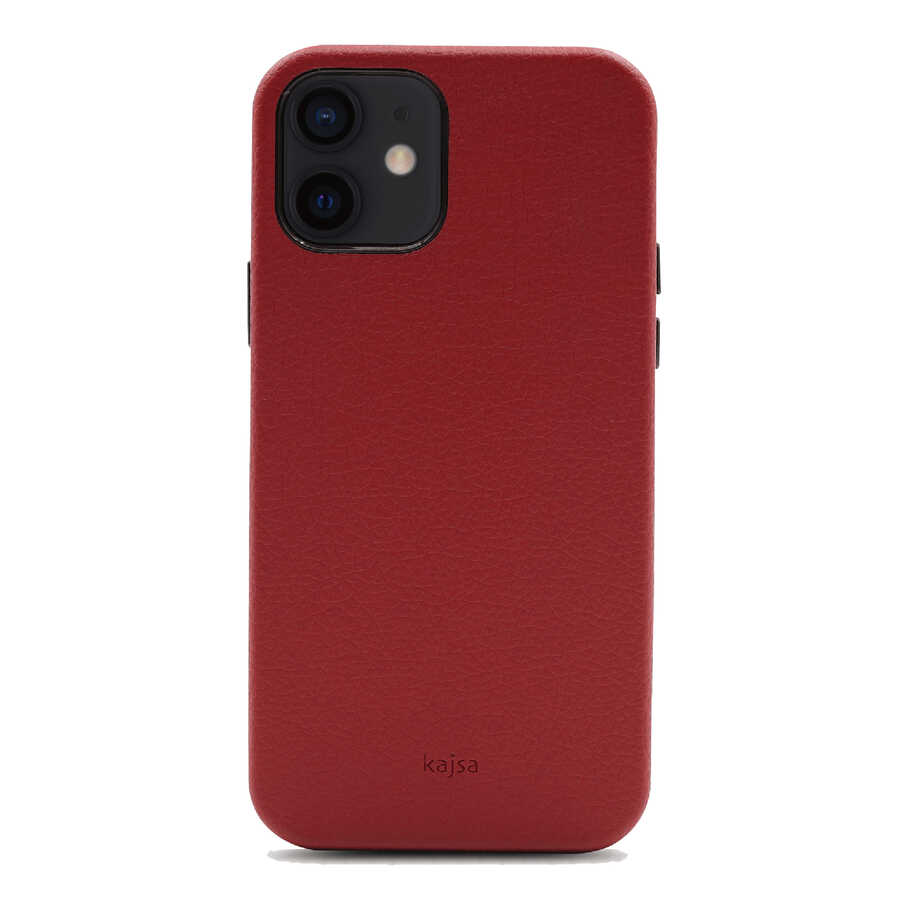 iPhone 12 Kılıf Kajsa Litchi Kılıf Kırmızı
