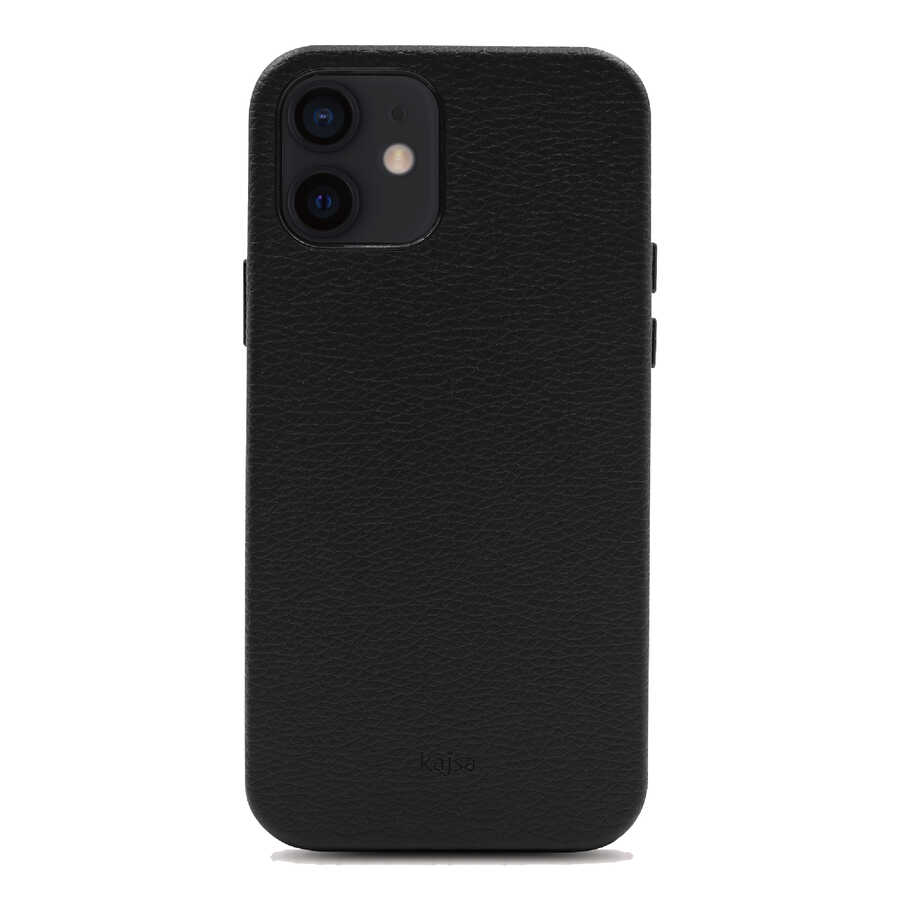 iPhone 12 Kılıf Kajsa Litchi Kılıf Siyah