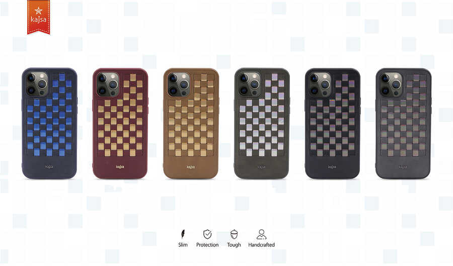 iPhone 12 Kılıf Kajsa Preppie Serisi Spotlight Woven Kılıf Koyu Yeşil