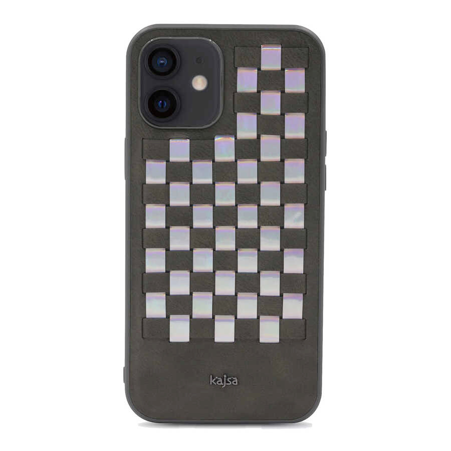 iPhone 12 Kılıf Kajsa Preppie Serisi Spotlight Woven Kılıf Koyu Yeşil