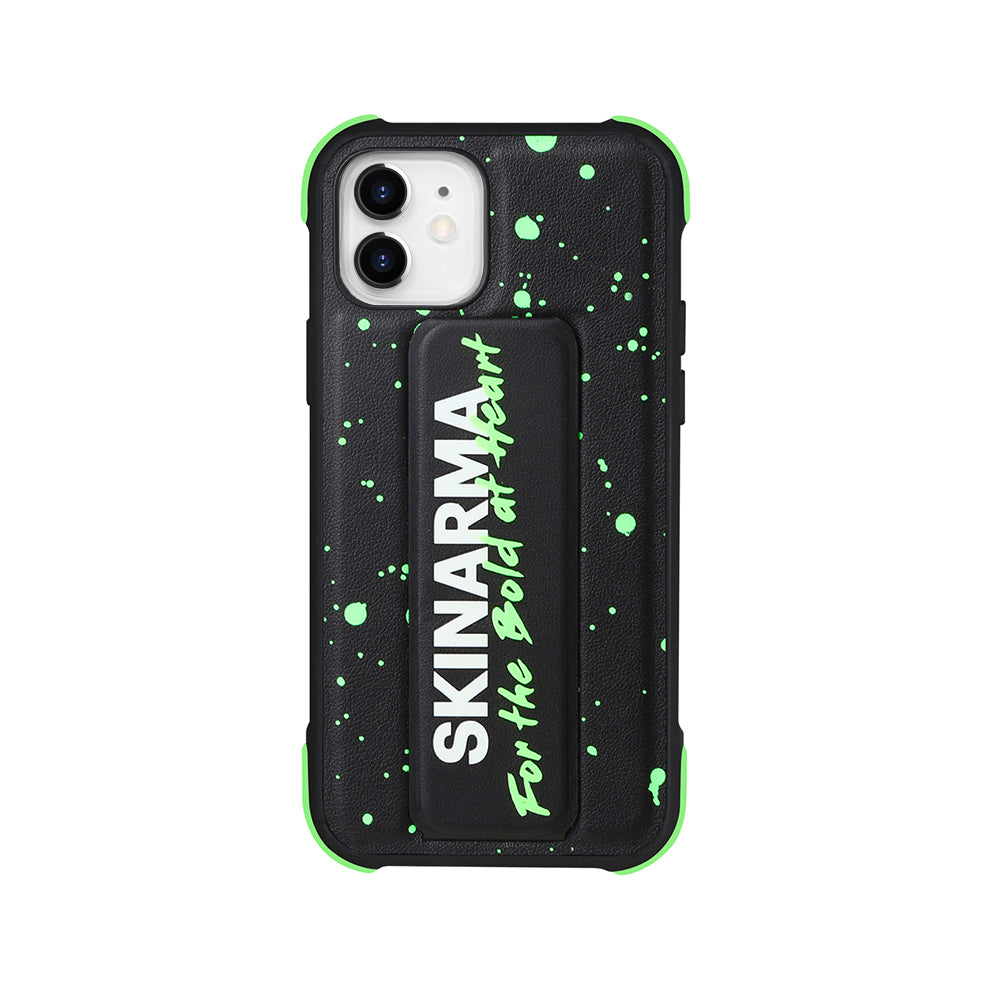 iPhone 12 Kılıf SkinArma Standlı Deri Görünümlü Funsha Kılıf Yeşil